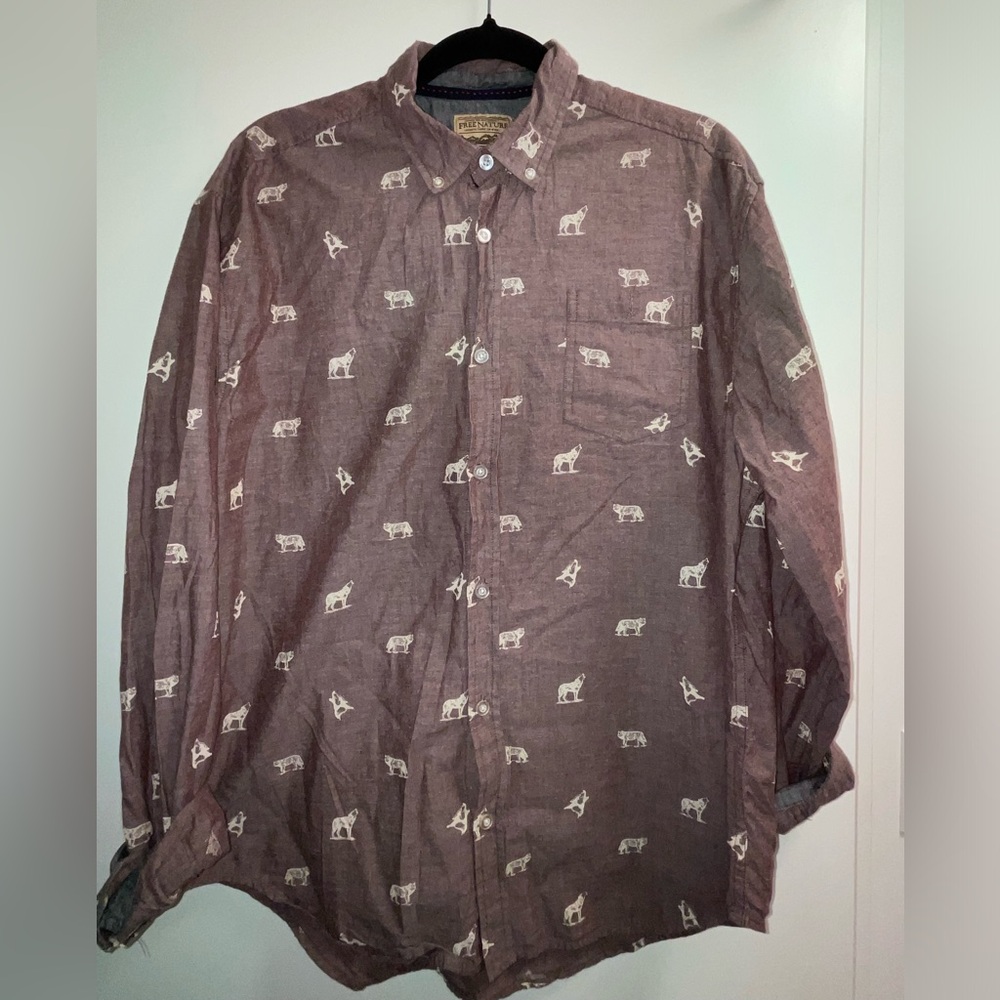 Wolf Pattern Button Down